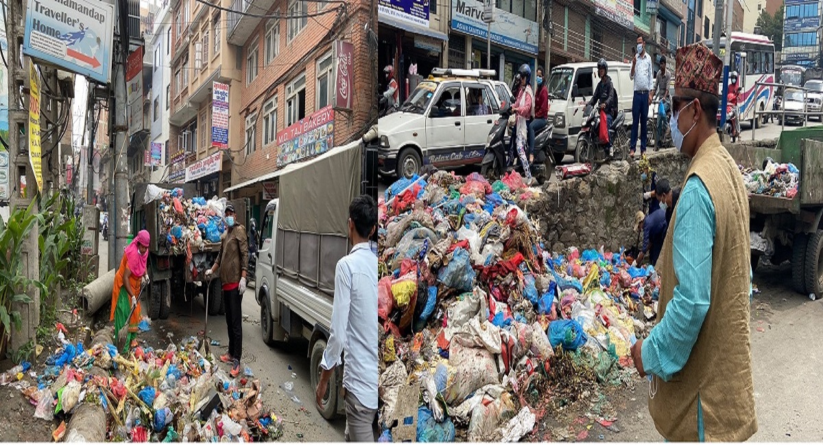काठमाडौंका सडकमा थुप्रिएको फोहर धमाधम उठाइँदै, भोलिसम्ममा उठाइसक्ने
